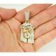 2.00Ct Round Cut Real Moissanite Jesus Head Charm Pendant 14K Yellow Gold Plated