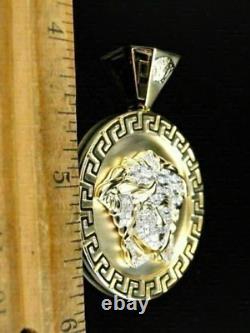 2.00Ct Round Cut Simulated/D Medusa Head Men's Pendant 14K Yellow Gold Plated
