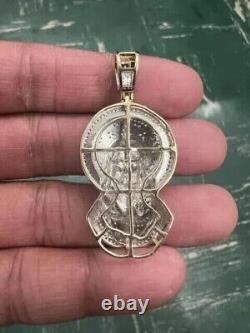 2.0 Ct Round Cut Moissanite Jesus Head Face Fancy Pendant 14K Yellow Gold Plated
