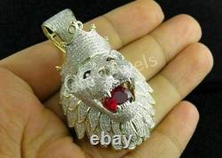 2.50CT Round Cut Real Moissanite Lion Head Shape Pendant 14K Yellow Gold Plated