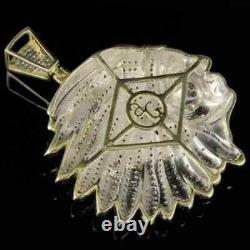 2.50Ct Round Cut Moissanite Chief Head Men's Pendant Yellow Gold Plated Silver