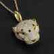 2.50Ct Round Cut Moissanite Tiger Head Pendant 14K Yellow Gold Plated Free Chain