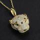 2.50Ct Round Cut Moissanite Tiger Head Pendant 14K Yellow Gold Plated Silver