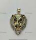 2.50 CT Round Cut Lab Created Diamond Lion Head Pendent 14K Yellow Gold Plated