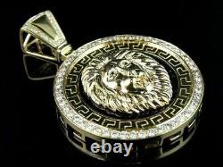 2.50 Ct Round Cut Diamond Lion Head Medallion Pendant Charm 14k Yellow Gold Over