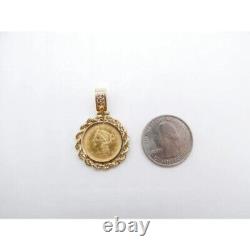 2 Ct Round Moissanite Liberty Head Quarter Eagle Pendant 14K Yellow Gold Plated