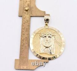 2 Jesus Head Pendant Charm Pray for Us Medallion Real 10K Yellow Gold