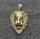 3CT Round VVS1 Real Moissanite Lion Head Charm Pendet 14k Yellow Gold Finish