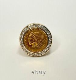 3Ct Lab Created Diamond Indian Head Coin Vintage Ring 14K Yellow Gold Plated
