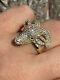 3Ct Round Cut Real Moissanite Goat Head Engagement Ring 14K Yellow Gold Plated
