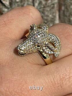 3Ct Round Cut Real Moissanite Goat Head Engagement Ring 14K Yellow Gold Plated