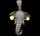 3Ct Round Lab-Created Diamond 14K Yellow Gold Plated Elephant Head Charm Pendant