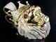4.00Ct Round Cut Moissanite Lion Head Pendant 14K Yellow Gold Plated Silver