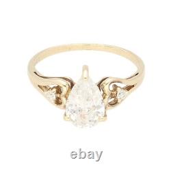 9Ct Yellow Gold Simulated Diamond Solitaire with Accents Ring (Size M) 6x8mm Head