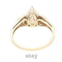 9Ct Yellow Gold Simulated Diamond Solitaire with Accents Ring (Size M) 6x8mm Head
