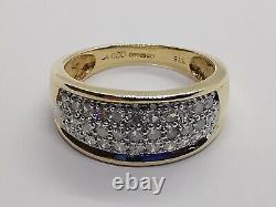 9ct 375 yellow GOLD DIAMOND BAND RING 0.50ctw 33 round gemstones white head 3.6g