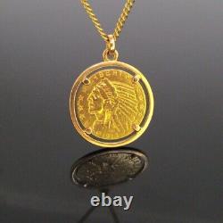 Customized the Year 1913 In Head Lady Liberty Pendant 14k Yellow Gold Plated
