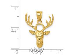 Deer Head Buck Pendant Necklace in 14K Yellow Gold