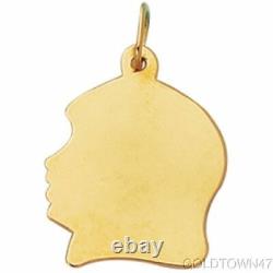 Girl Head in 14K Yellow Gold Shiny Charm. Available in 2 Size