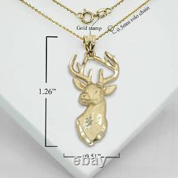 Gold Stag Head Pendant Necklace (Available in YellowithRose/White)