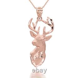 Gold Stag Head Pendant Necklace (Available in YellowithRose/White)