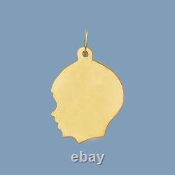 Large Boy Head Charm Pendant Real Solid 14K Yellow Gold FREE ENGRAVABLE