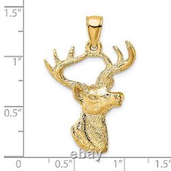 Lex & Lu 14k Yellow Gold 2D Deer Head Profile Charm