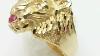 Men S 14k Solid Yellow Gold Lion Head Ring Roaring Lion