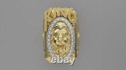 Men's 14k Yellow Gold Plated 1ct Round Cubic Zirconia Lion Head Ring 925 Silver