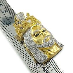 Men's 4.30Ct Round Cut Real Moissanite Jesus Head Pendant 14K Yellow Gold Plated