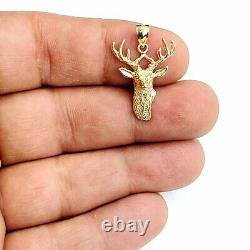 New 14k yellow Gold deer buck male head Hunting Pendant charm gift jewelry 2g