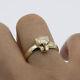 Panther Head with Green Eyes Ring Solid 14K Yellow Gold Size 7.5