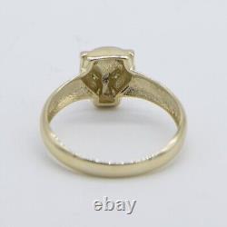 Panther Head with Green Eyes Ring Solid 14K Yellow Gold Size 7.5