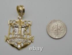 Real 10K Yellow Gold Last Supper Jesus Head Anchor Pendant + Chain 16-24