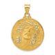 Real 14K Yellow Gold Head of Christ Medal Hollow Round Pendant Women & Men
