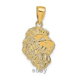 Real 14kt Yellow Gold Lion Head Pendant
