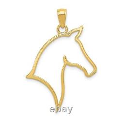 Real 14kt Yellow Gold Polished Cut Out Horse Head Pendant