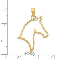 Real 14kt Yellow Gold Polished Cut Out Horse Head Pendant