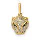 Real 14kt Yellow Gold Polished Green & White CZ Lioness Head Pendant
