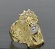 Real Solid 10K Yellow Gold Mens Jesus Head Nugget cz Ring 21mm 4gr ALL Sizes