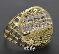 Real Solid 10K Yellow Gold Mens Last Supper Head Nugget Ring 21.5mm ALL Sizes