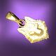 Solid 10k yellow gold wolf head polished pendant charm 2.2g