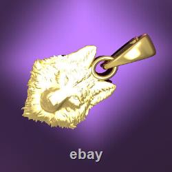 Solid 10k yellow gold wolf head polished pendant charm 2.2g