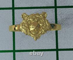 Solid 14K Yellow Gold Bear Head Ring