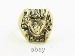 Solid Yellow Gold Pharaoh Head Diamond Ring 13.5 karat