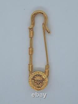 VERSACE Ladies Yellow Gold Medusa Head Safety Pin Brooch OS RRP210 NEW