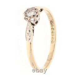 Vintage 9Carat Yellow Gold 0.15ct Diamond Solitaire Ring (Size Q) 5mm Head