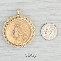 Without Stone Authentic 1910 Indian Head Coin Pendant 14k Yellow Gold Plated