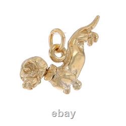 Yellow Gold Dachshund Dog Charm 14k Pet Canine Head Moves