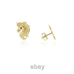 Yellow Gold Unicorn Head Stud Earrings